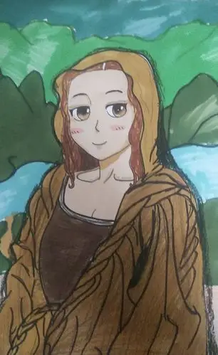 五年级小画家们笔下的蒙娜丽莎