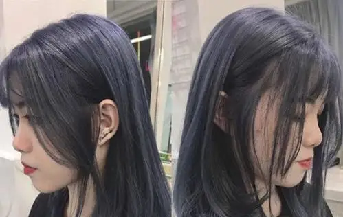 雾霾蓝灰色头发图片 超级显白的发色