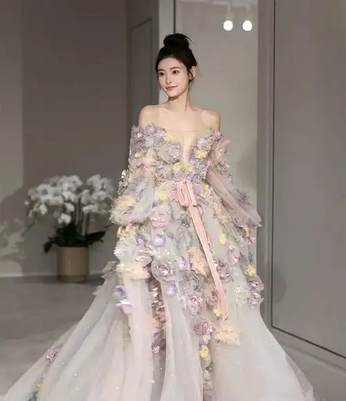 高端晚礼服裙女高级感轻奢亮片敬酒服新娘主持艺考美声演出服拖尾