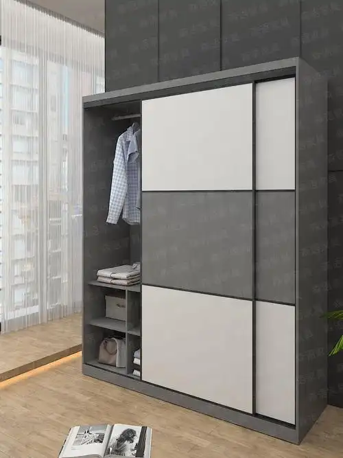 现代简约小户型定制移门衣柜双门推拉衣橱卧室家具趟门大衣柜