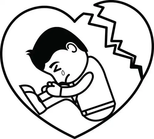 难过的小孩子简笔画