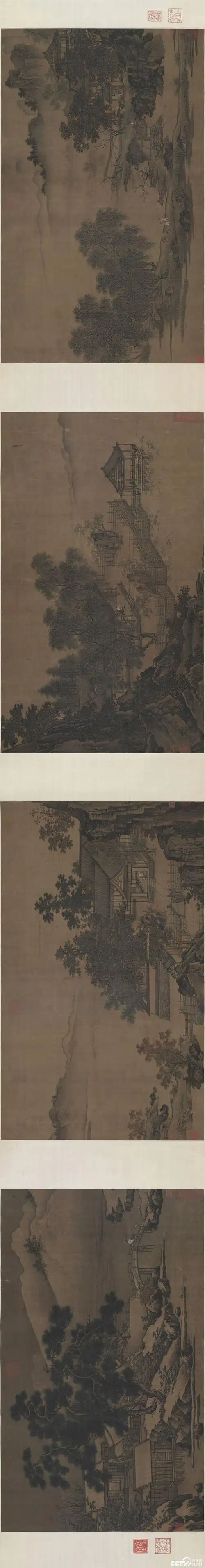 南宋·刘松年《四景山水图》 绢本设色 40cm×69cm×4 北京故宫博物院