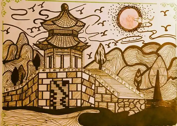 "停课不停学"美术七彩课堂六——线描古建筑