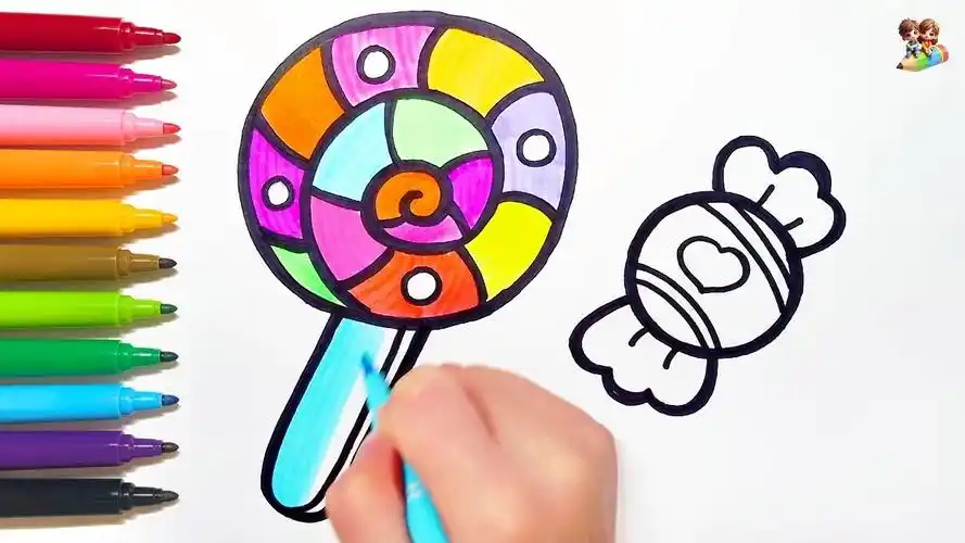 教宝宝如何画棒棒糖,0基础上手,简单有趣的图案
