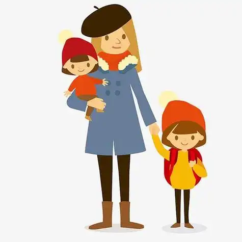 母亲和两个儿子可爱卡通头像