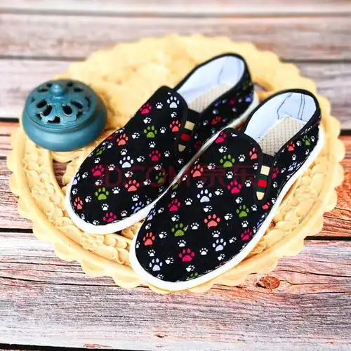 男春夏款手工社会小布鞋花布鞋牛筋底套脚懒人 小脚印 43【图片 价格