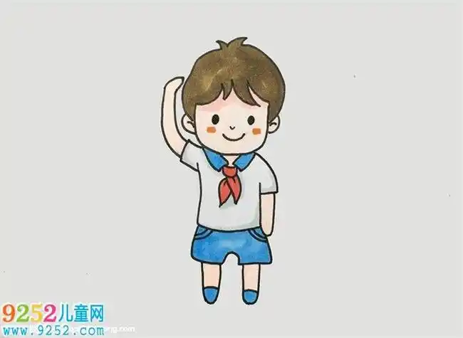 小学生敬礼戴红领巾儿童简笔画