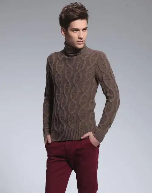 男士亚麻色毛衫