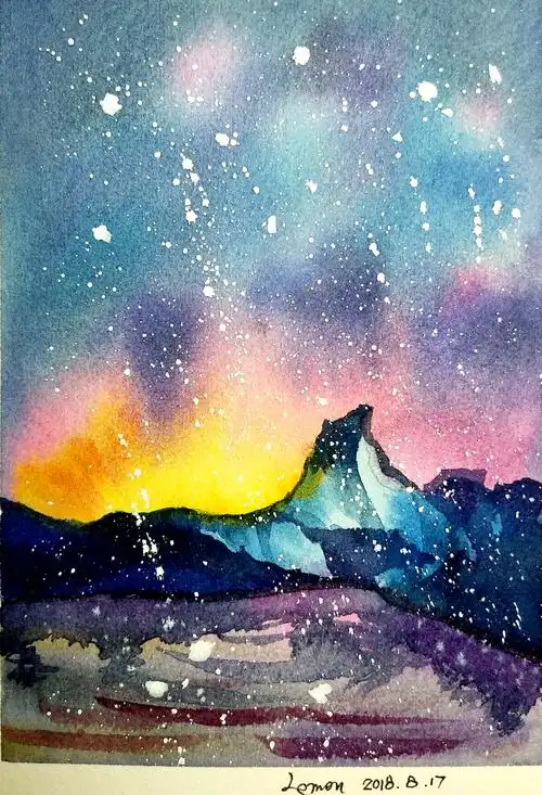 零基础小白学水彩星空团练3