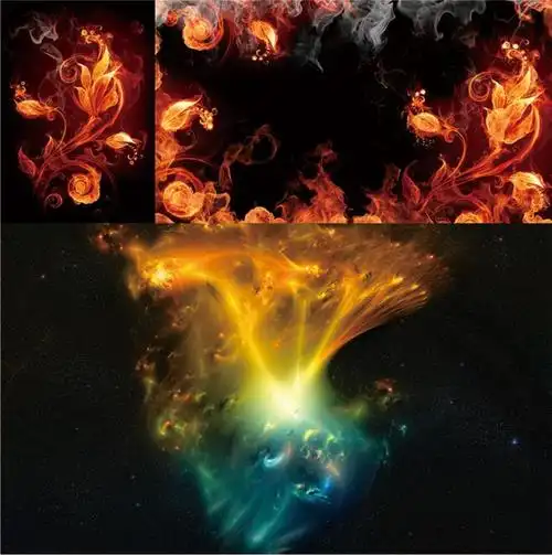 创意黑色背景火焰星空高清图片