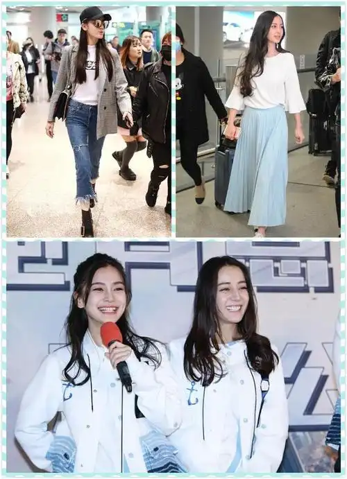 热巴是忘记带口红了吗和全妆的杨颖站一起看不出小了3岁