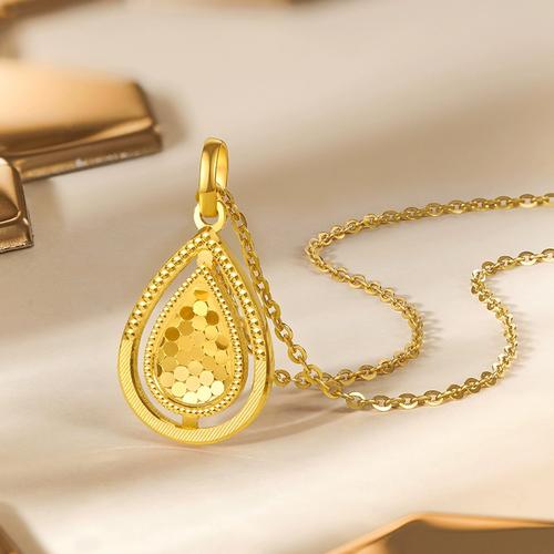 周六福5g黄金吊坠女无极金系列足金计价颈饰水滴挂坠圣诞礼物