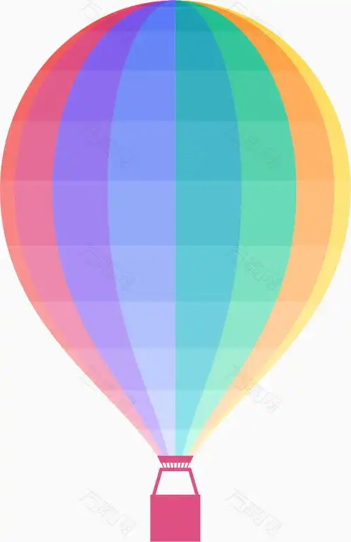 彩虹渐变色热气球