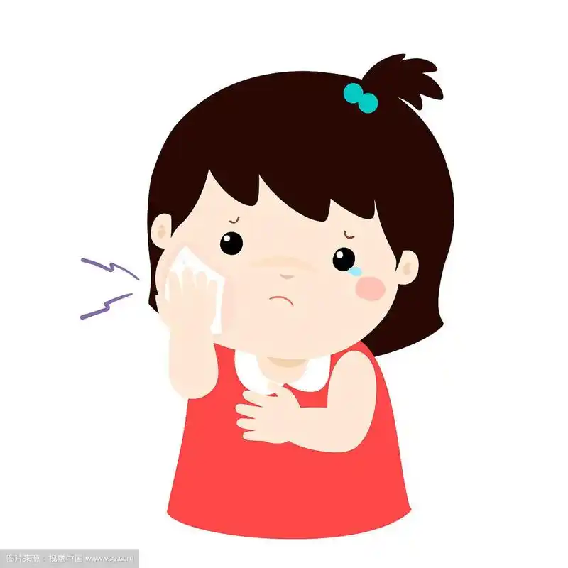 小女孩牙疼的卡通