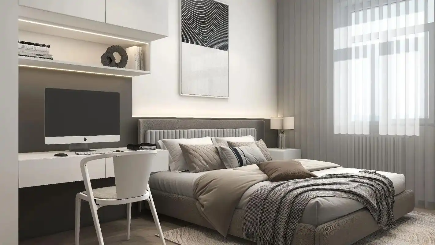 套内50平现代极简风黑白灰设计装修效果图