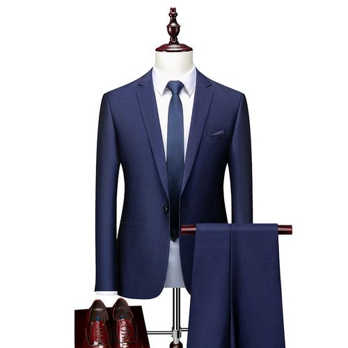 秋冬新款男士商务休闲西服套装青年大码正装新郎结婚西装男两件套