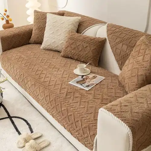 通用沙发套罩毛绒加厚坐垫子冬季防滑盖布巾撸猫感简约沙发垫四季