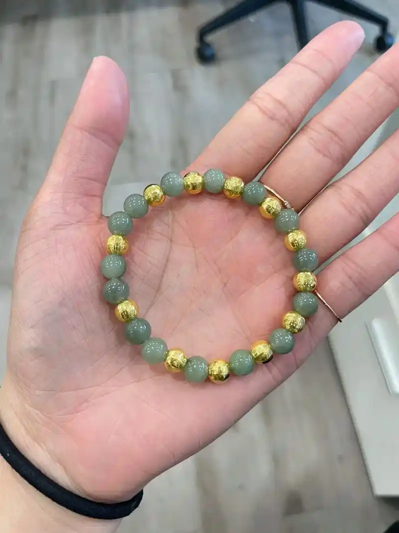 手串搭配 #翡翠玉珠 黄金车花珠搭配 图:金4.81g # - 抖音