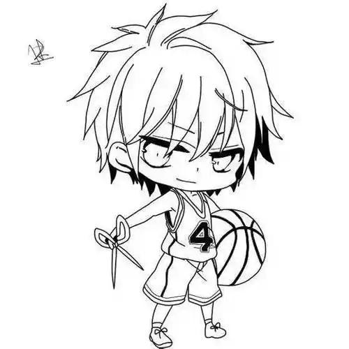 黑白线稿q版男生人物线稿