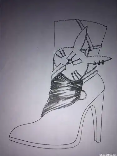 天真风格女靴草图