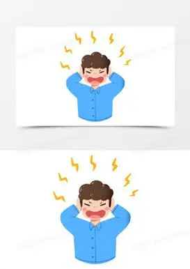 手绘男孩被噪音吵到暴躁免抠元素