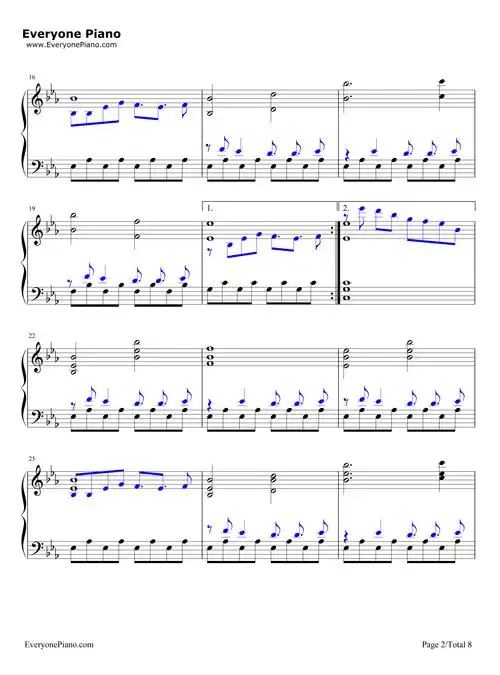 undertale-undertale theme五线谱预览2-钢琴谱文件(五线谱,双手简谱