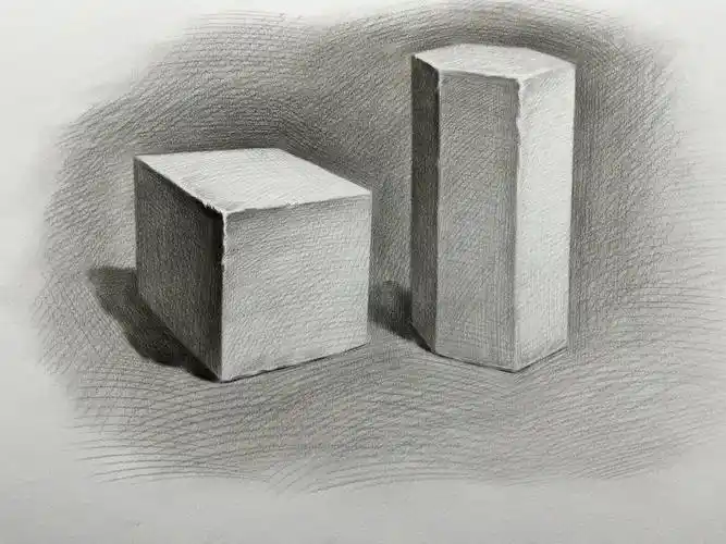 素描几何体组合石膏步骤图