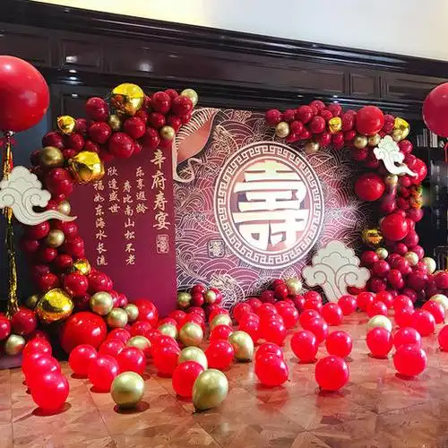 等爸爸妈妈爷爷奶奶领导老人长辈生日宴寿宴酒店包厢气球上门布置套餐