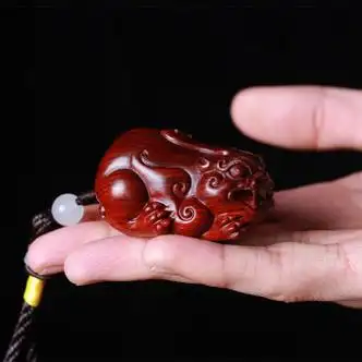 drck印度木雕天禄貔貅摆件实木工艺品貔貅手把件