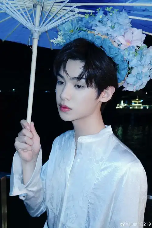 黄明昊穿马面裙簪花##黄明昊簪花图