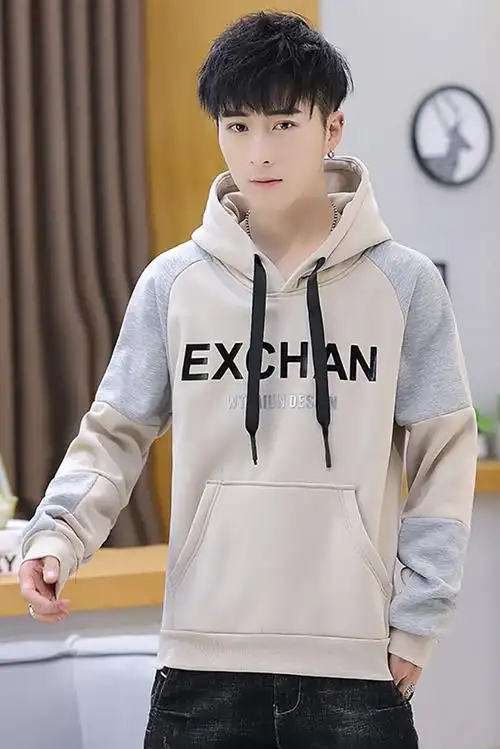 2019秋季男装青少年初中学生卫衣连帽韩版加绒潮流秋衣上衣服