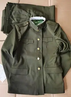 老货库存正品87马裤呢冬常服全毛中山装套装收藏老兵军绿老兵服装