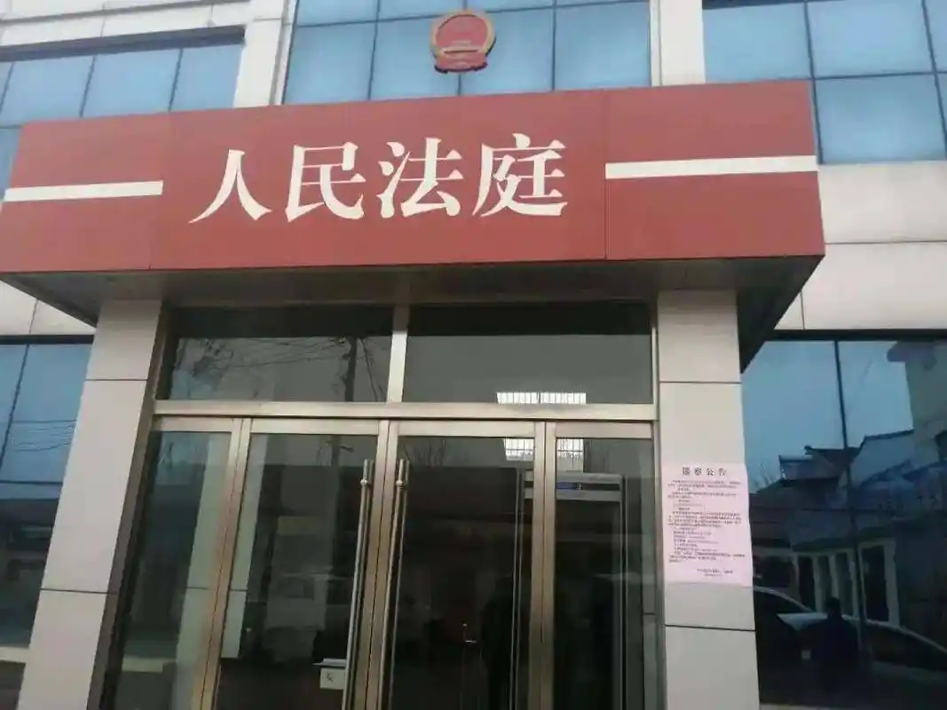 东明县人民法院活动中,区法院党员志愿者身穿红色马甲头戴小红帽,手持