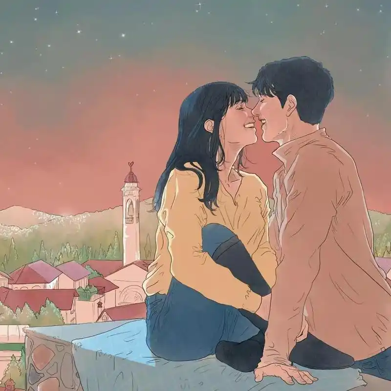 ins上撩拨7w粉丝的秀恩爱插画甜羞甜羞的