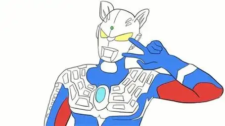 泰罗奥特曼v手势姿势儿童亲子简笔画