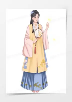 手绘汉服美女国风素材