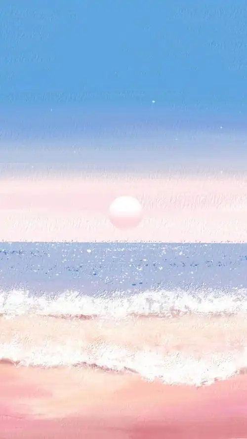 清爽干净油画质感壁纸,风景插画