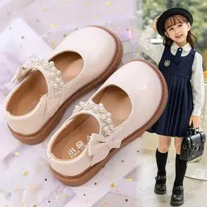 2023春秋新款女童鞋子儿童小皮鞋英伦风黑色软底公主鞋小女孩单鞋