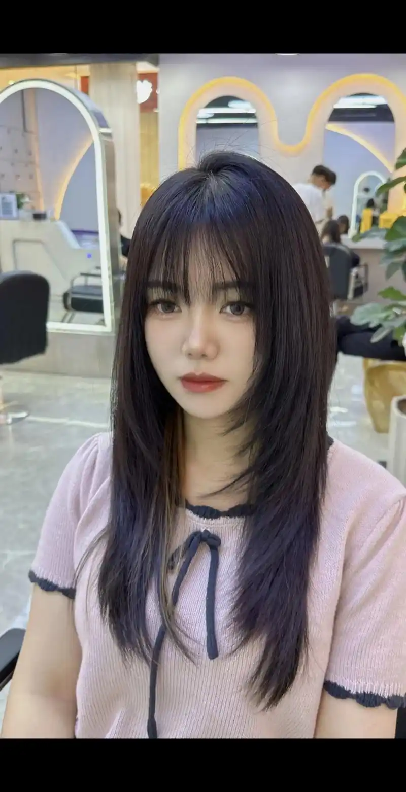 无敌高层次中长发v型发尾摩根气垫八字刘海.