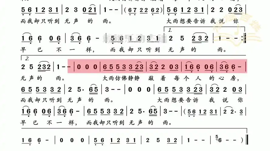 无声的雨伴奏动态谱这样跟伴奏就非常容易了也不用记谱啦萨克斯一
