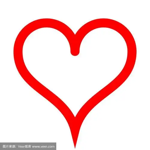 心形符号图标-红色简单轮廓,孤立-矢量