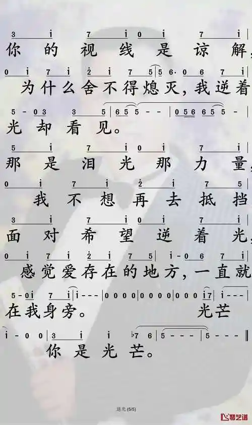 逆光简谱-孙燕姿演唱-孙世彦曲谱-歌谱网