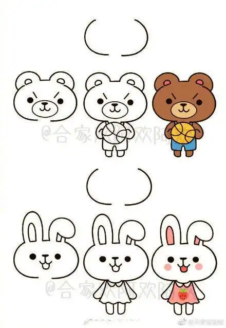 给小动物穿衣服的简笔画