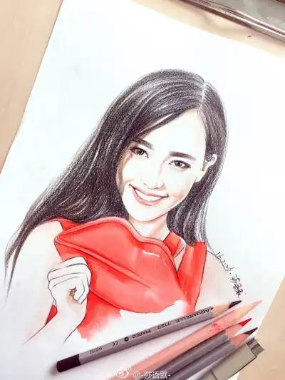 唐嫣. 彩铅画