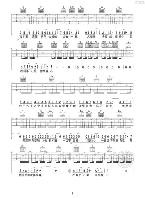 梁静茹 - 勇气 [弹唱] 吉他谱