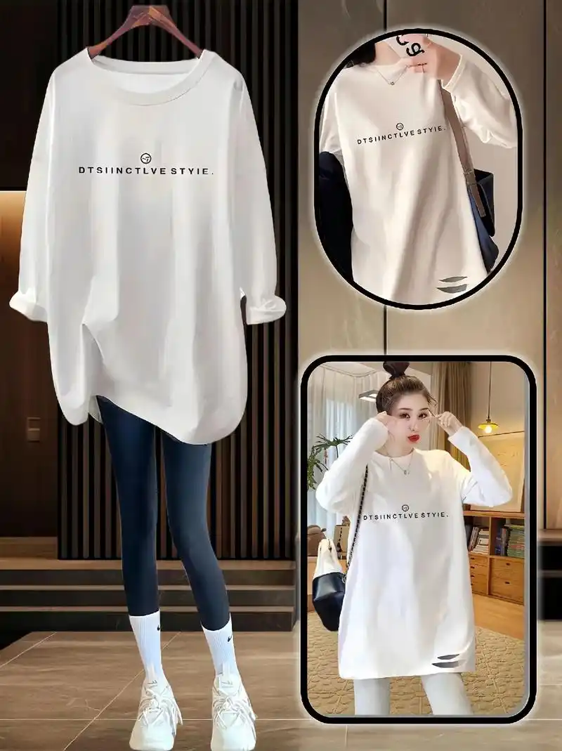 这款长款搭配芭比裤鲨鱼裤上衣破洞白色打 - 抖音