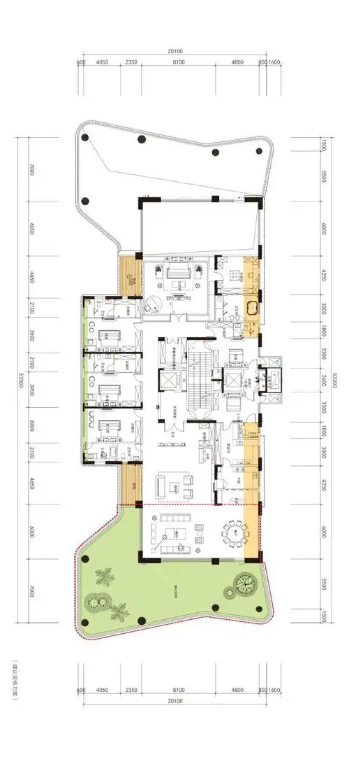 王炸户型仅阳台面积已高达180平米,挑空7米空中花园顶奢客厅