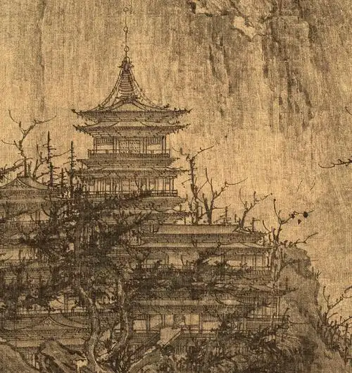 复制北宋李成晴峦萧寺国画山水画真迹书房客厅国画