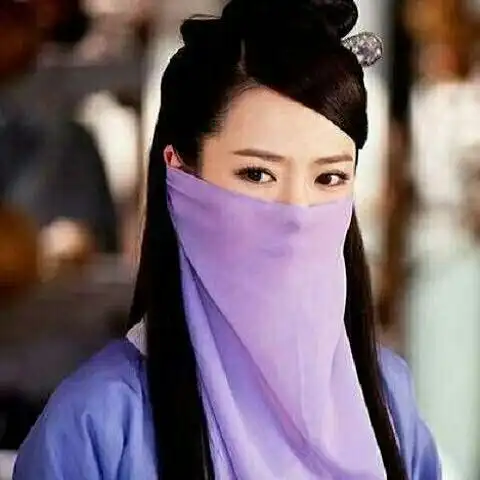 超仙女古装流苏汉服白色蒙面纱巾侠挂耳粉色挂耳十头花十发簪十眉心贴