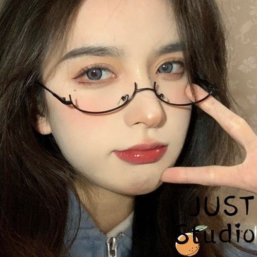 下半框眼镜框二次元日系女装饰网红同款ins凹造型cos动漫软妹萌妹